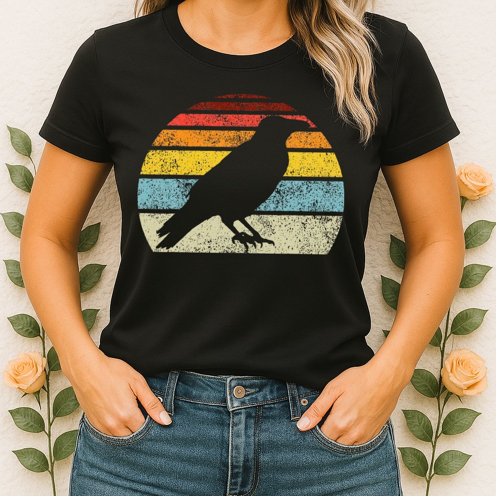 Crow Vintage Raven Gothic Retro Bird Lover Womens T-Shirt