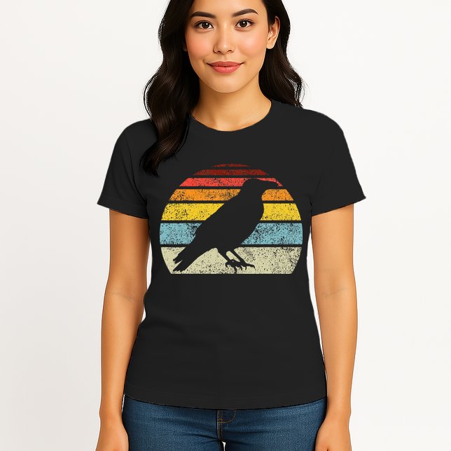 Crow Vintage Raven Gothic Retro Bird Lover Womens T-Shirt