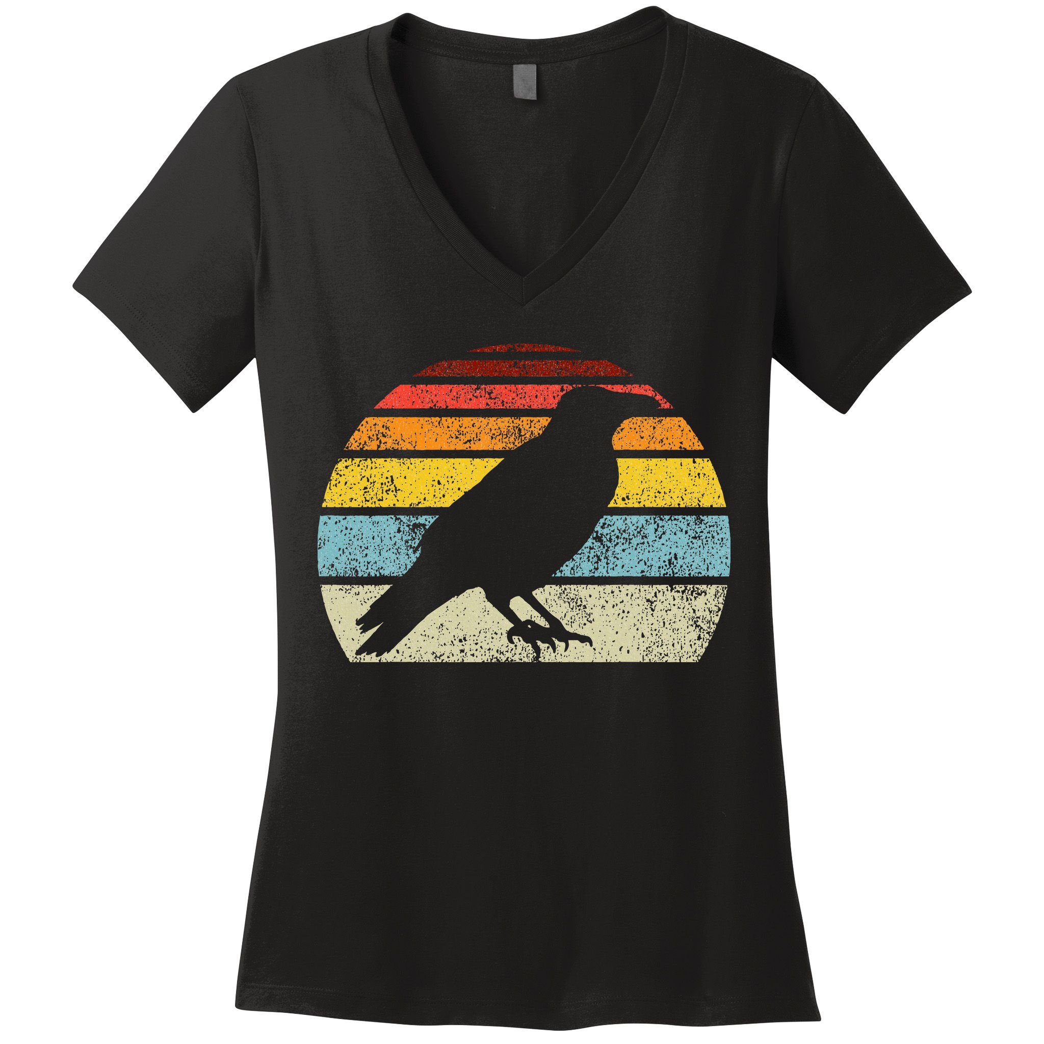 Crow Vintage Raven Gothic Retro Bird Lover Women's V-Neck T-Shirt