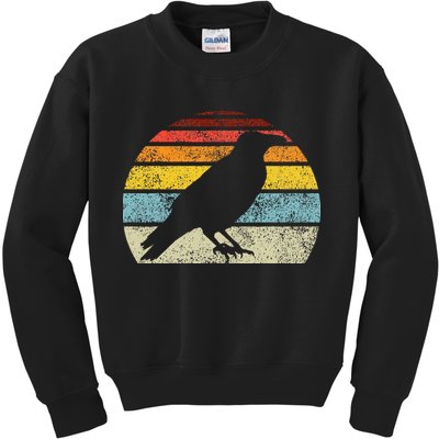 Crow Vintage Raven Gothic Retro Bird Lover Kids Sweatshirt