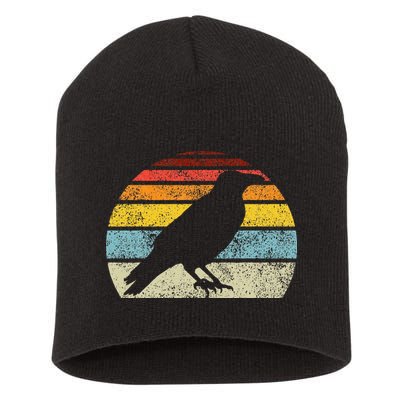 Crow Vintage Raven Gothic Retro Bird Lover Short Acrylic Beanie
