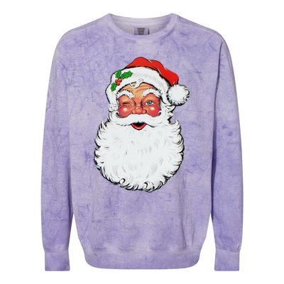 Cool Vintage Retro Christmas Santa Claus Face Funny Gift Colorblast Crewneck Sweatshirt