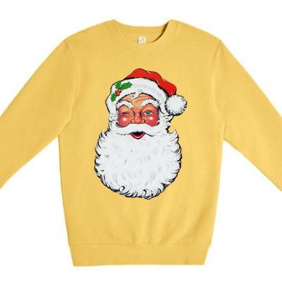 Cool Vintage Retro Christmas Santa Claus Face Funny Gift Premium Crewneck Sweatshirt