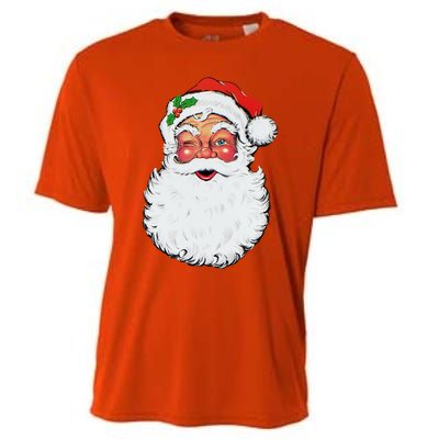 Cool Vintage Retro Christmas Santa Claus Face Funny Gift Cooling Performance Crew T-Shirt