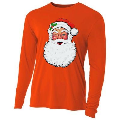 Cool Vintage Retro Christmas Santa Claus Face Funny Gift Cooling Performance Long Sleeve Crew