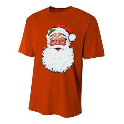 Cool Vintage Retro Christmas Santa Claus Face Funny Gift Performance Sprint T-Shirt