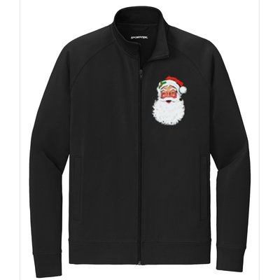 Cool Vintage Retro Christmas Santa Claus Face Funny Gift Stretch Full-Zip Cadet Jacket