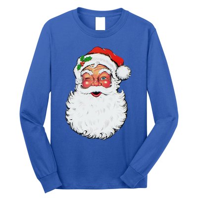 Cool Vintage Retro Christmas Santa Claus Face Funny Gift Long Sleeve Shirt