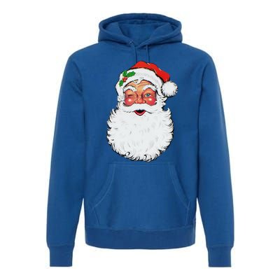 Cool Vintage Retro Christmas Santa Claus Face Funny Gift Premium Hoodie