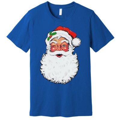 Cool Vintage Retro Christmas Santa Claus Face Funny Gift Premium T-Shirt