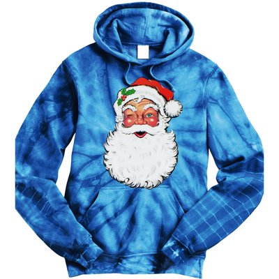 Cool Vintage Retro Christmas Santa Claus Face Funny Gift Tie Dye Hoodie