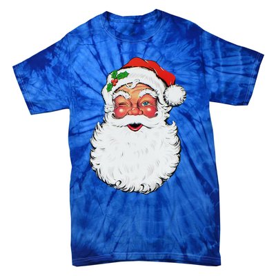 Cool Vintage Retro Christmas Santa Claus Face Funny Gift Tie-Dye T-Shirt