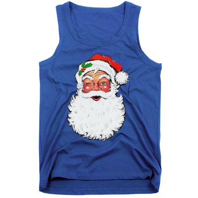 Cool Vintage Retro Christmas Santa Claus Face Funny Gift Tank Top