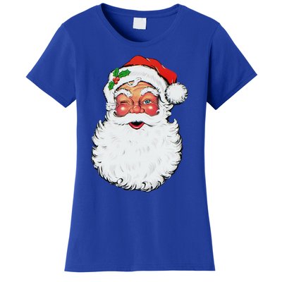 Cool Vintage Retro Christmas Santa Claus Face Funny Gift Women's T-Shirt