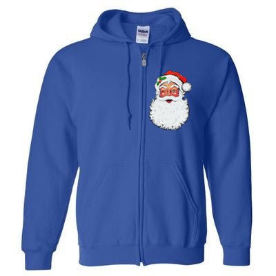 Cool Vintage Retro Christmas Santa Claus Face Funny Gift Full Zip Hoodie