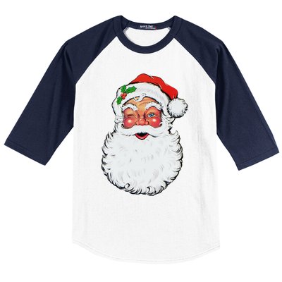 Cool Vintage Retro Christmas Santa Claus Face Funny Gift Baseball Sleeve Shirt