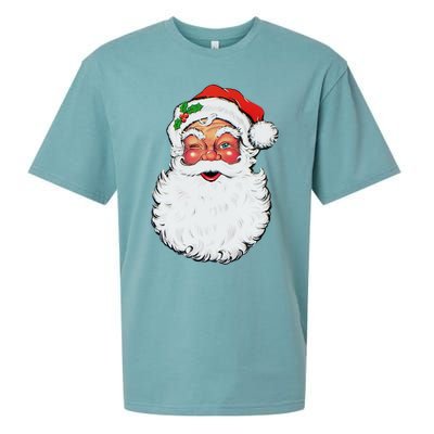 Cool Vintage Retro Christmas Santa Claus Face Funny Gift Sueded Cloud Jersey T-Shirt