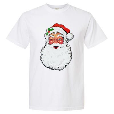 Cool Vintage Retro Christmas Santa Claus Face Funny Gift Garment-Dyed Heavyweight T-Shirt