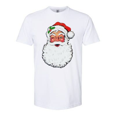 Cool Vintage Retro Christmas Santa Claus Face Funny Gift Softstyle CVC T-Shirt