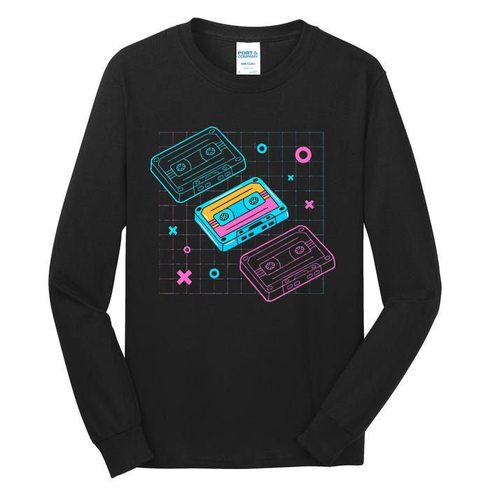 Cassettes Vaporwave Retrowave Synthwave Retro Vintage Tall Long Sleeve T-Shirt