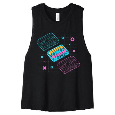 Cassettes Vaporwave Retrowave Synthwave Retro Vintage Women's Racerback Cropped Tank