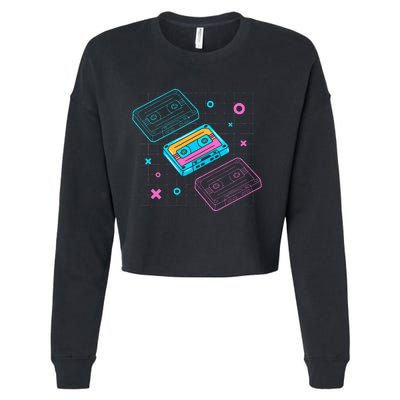 Cassettes Vaporwave Retrowave Synthwave Retro Vintage Cropped Pullover Crew