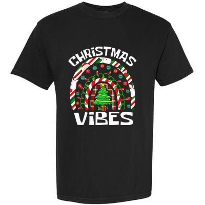 CHRISTMAS VIBES Rainbow Funny Xmas Pajama Garment-Dyed Heavyweight T-Shirt