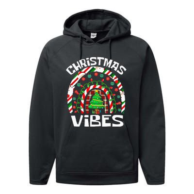 CHRISTMAS VIBES Rainbow Funny Xmas Pajama Performance Fleece Hoodie