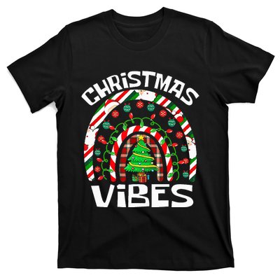 CHRISTMAS VIBES Rainbow Funny Xmas Pajama T-Shirt