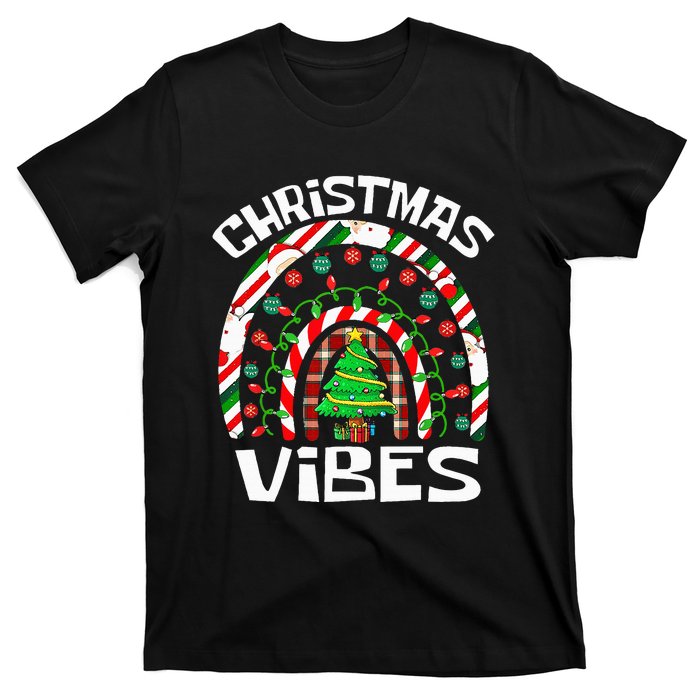 CHRISTMAS VIBES Rainbow Funny Xmas Pajama T-Shirt