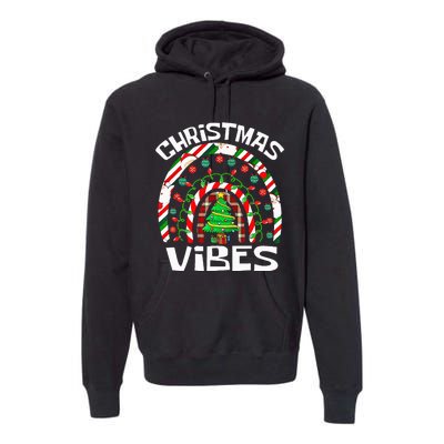 CHRISTMAS VIBES Rainbow Funny Xmas Pajama Premium Hoodie