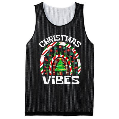 CHRISTMAS VIBES Rainbow Funny Xmas Pajama Mesh Reversible Basketball Jersey Tank