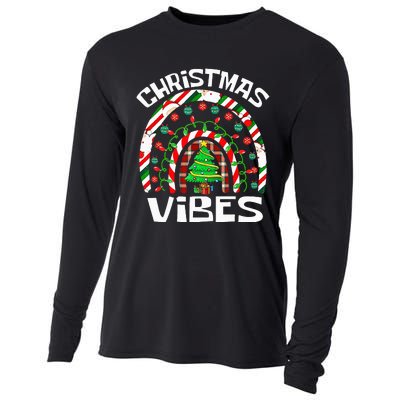 CHRISTMAS VIBES Rainbow Funny Xmas Pajama Cooling Performance Long Sleeve Crew