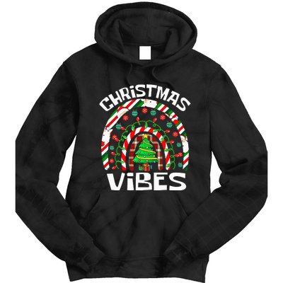 CHRISTMAS VIBES Rainbow Funny Xmas Pajama Tie Dye Hoodie