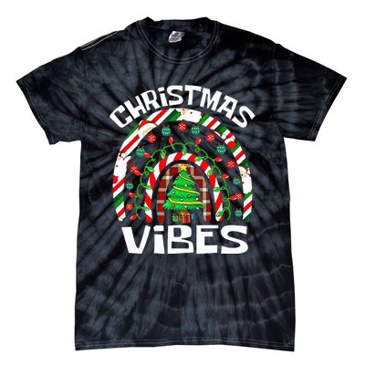 CHRISTMAS VIBES Rainbow Funny Xmas Pajama Tie-Dye T-Shirt