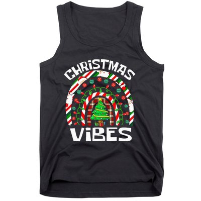 CHRISTMAS VIBES Rainbow Funny Xmas Pajama Tank Top