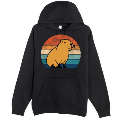 Capybara Vintage Rodent Funny Capybara Premium Pullover Hoodie