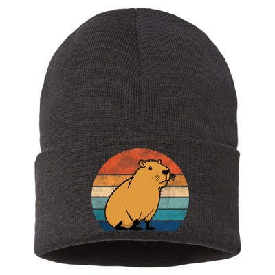 Capybara Vintage Rodent Funny Capybara Sustainable Knit Beanie