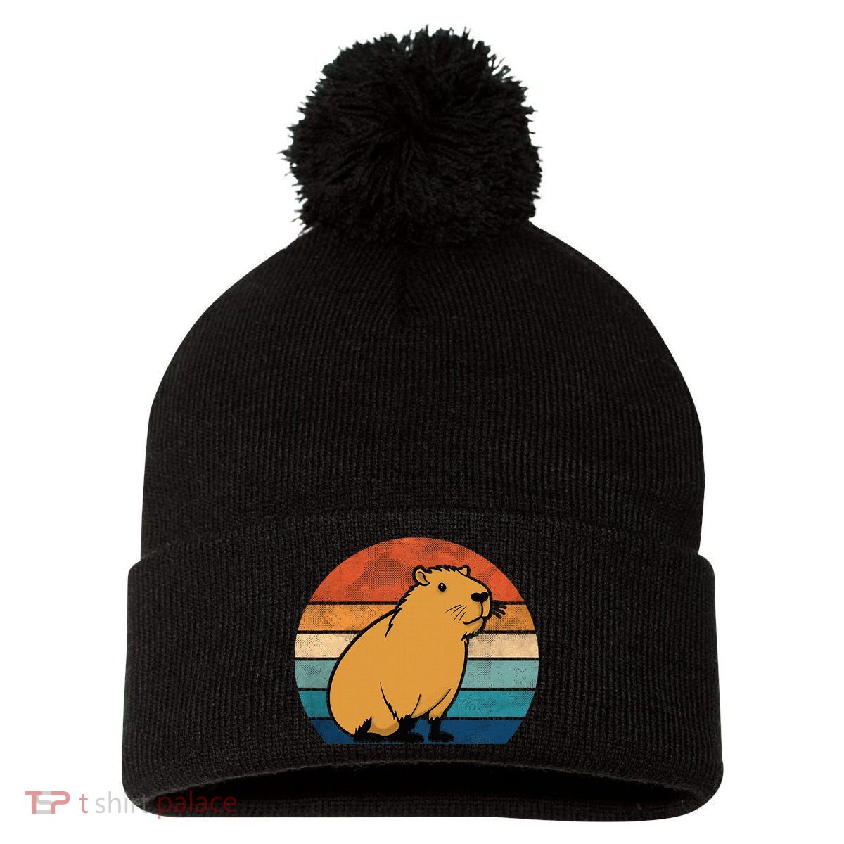 Capybara Vintage Rodent Funny Capybara Pom Pom 12in Knit Beanie