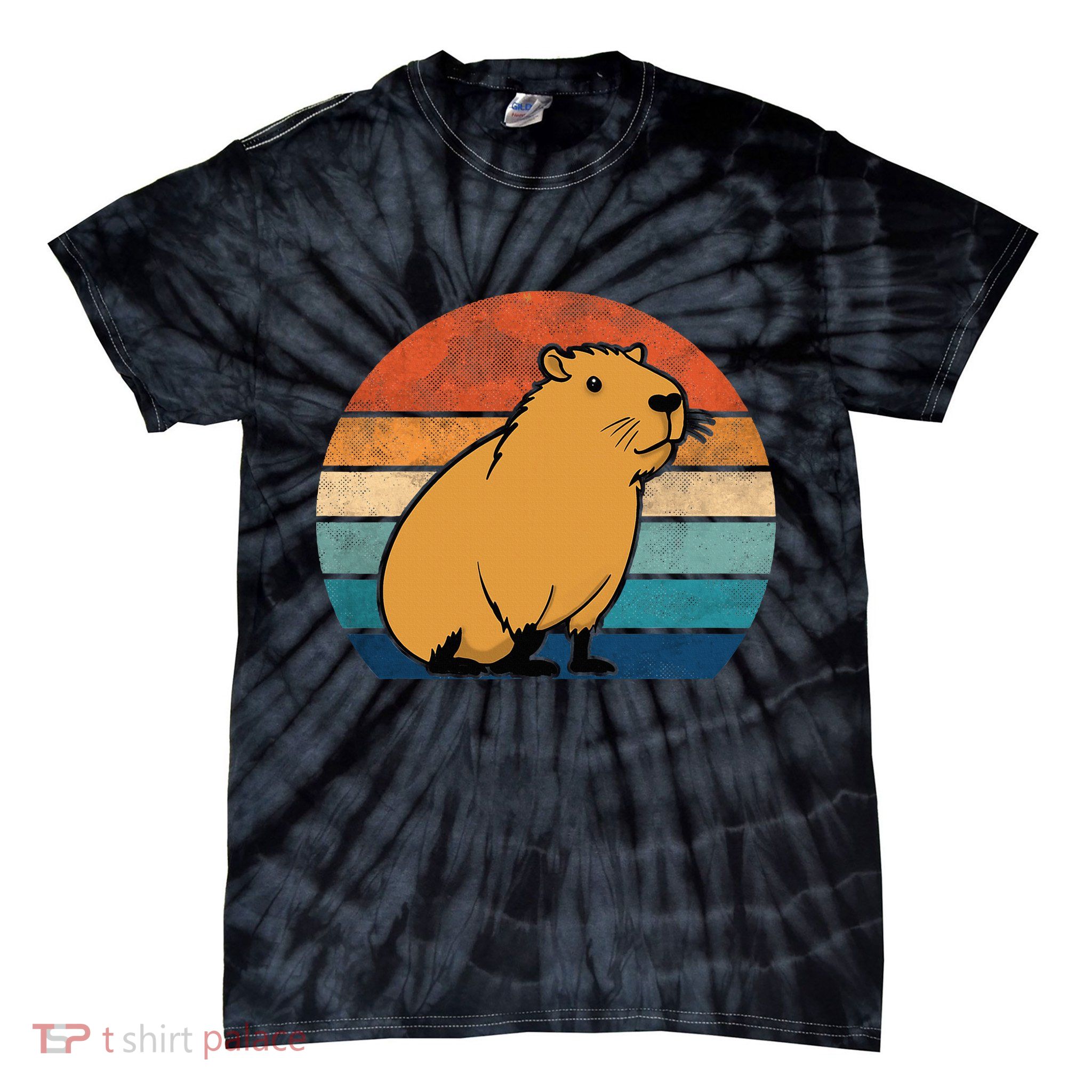 Capybara Vintage Rodent Funny Capybara Tie-Dye T-Shirt