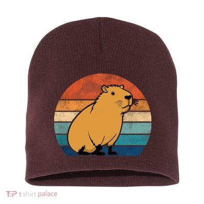 Capybara Vintage Rodent Funny Capybara Short Acrylic Beanie