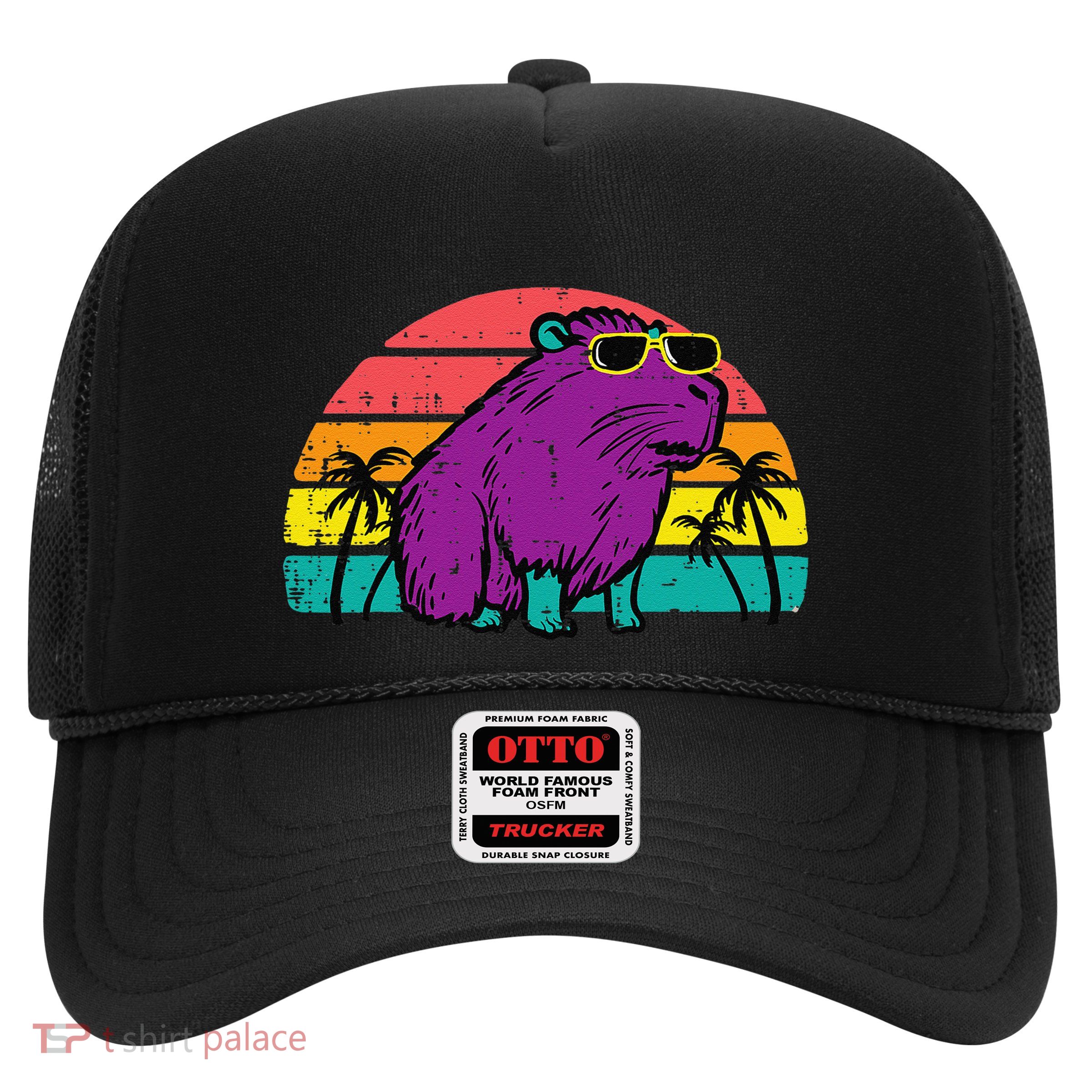 Capybara Vaporwave Retro Aesthetic Capy Rodent Trucker Hat