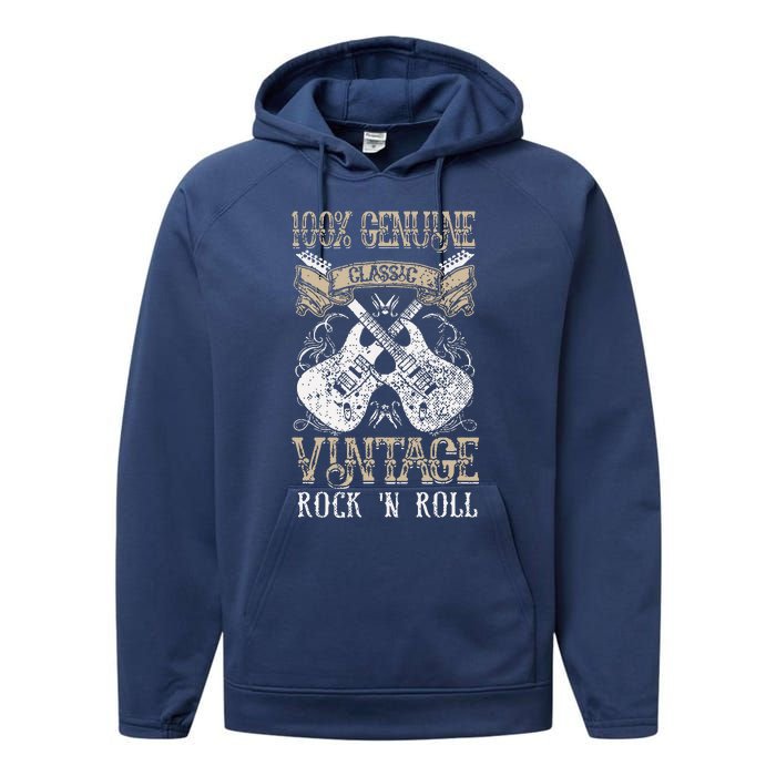 Classic Vintage Rock N Roll Music Guitars Gift Performance Fleece Hoodie