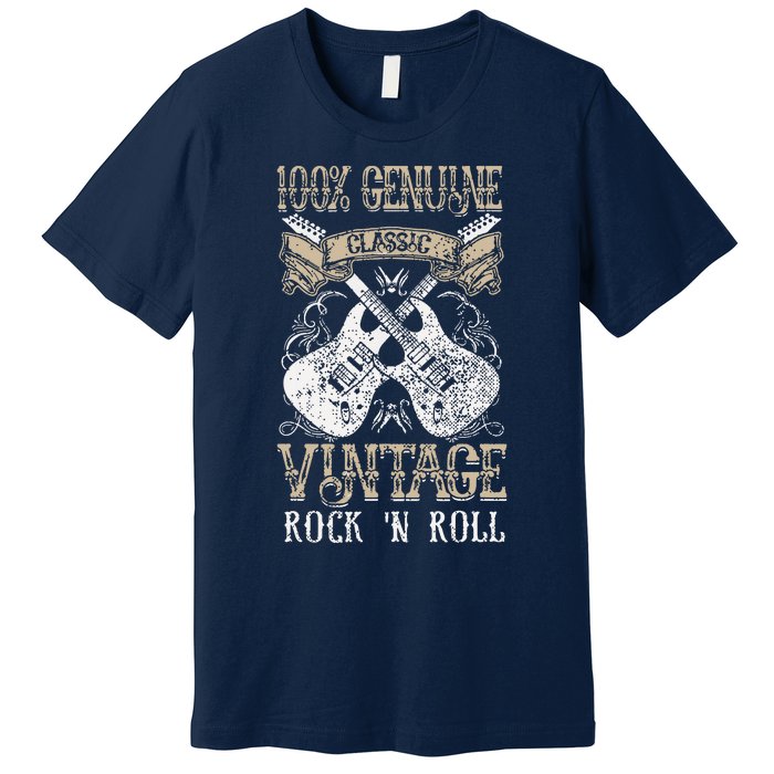 Classic Vintage Rock N Roll Music Guitars Gift Premium T-Shirt