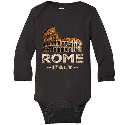 Cool Vintage Roma Italia Colosseum Souvenirs Rome Italy Baby Long Sleeve Bodysuit