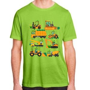 Construction Vehicle St Patricks Day Shamrock Funny Truck Gift Adult ChromaSoft Performance T-Shirt