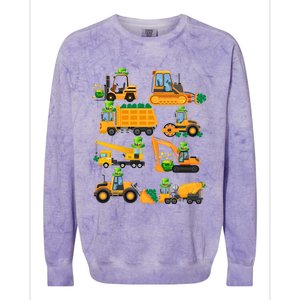 Construction Vehicle St Patricks Day Shamrock Funny Truck Gift Colorblast Crewneck Sweatshirt