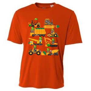 Construction Vehicle St Patricks Day Shamrock Funny Truck Gift Cooling Performance Crew T-Shirt