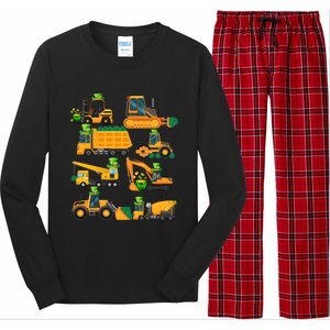 Construction Vehicle St Patricks Day Shamrock Funny Truck Gift Long Sleeve Pajama Set