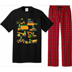 Construction Vehicle St Patricks Day Shamrock Funny Truck Gift Pajama Set